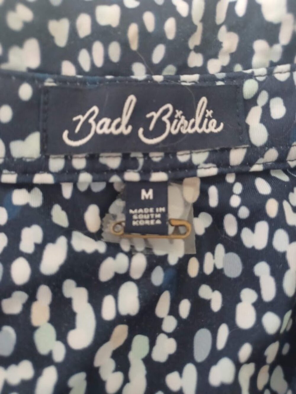 Bad Birdie Golf Polo Shirt Mens M Blue White Abstract Print Perf Stretch